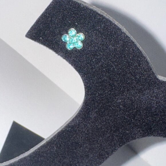 7mm Aqua Blue Flower Cz And Sterling Post Earrings - Picture 11 of 15